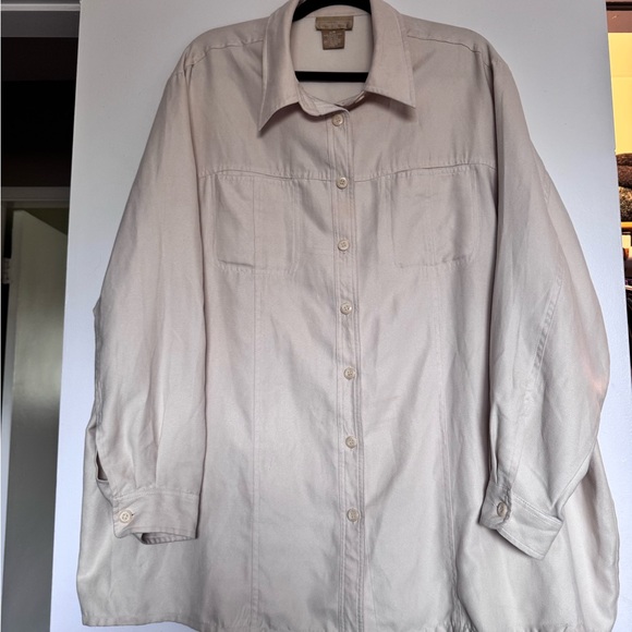 Cotton Ginny Tops - Vintage Cotton Ginny Women's Button-Front Lightweight Button Down - Cream Suede
